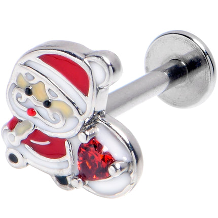 16G 5/16 Red Gem Santa Heart Bag Holiday Labret Monroe Tragus