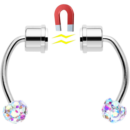 Aurora Gem Magnetic Septum Ring Horseshoe Non-Pierced Fake Nose Ring Set