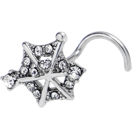 20G 7mm Clear Gem Spiderweb Goth Left Side Nose Screw