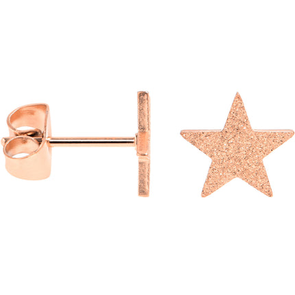 4mm-8mm Stars Stud Rose Gold Tone 316L Stainless Steel Earrings 6 Pack