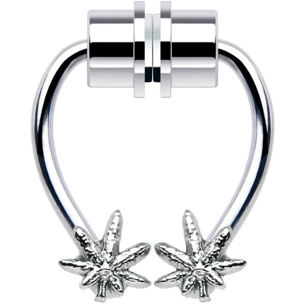 Pot Leaf Magnetic Septum Ring Horseshoe Non-Pierced Fake Nose Ring
