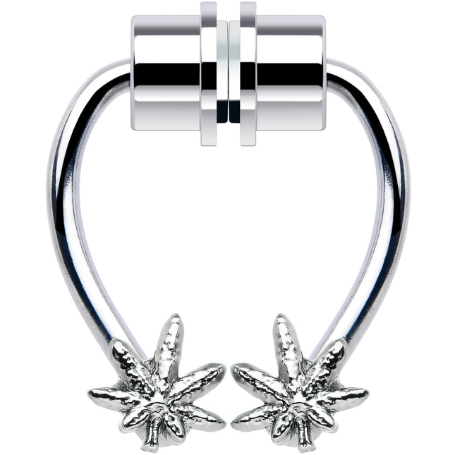 Pot Leaf Magnetic Septum Ring Horseshoe Non-Pierced Fake Nose Ring