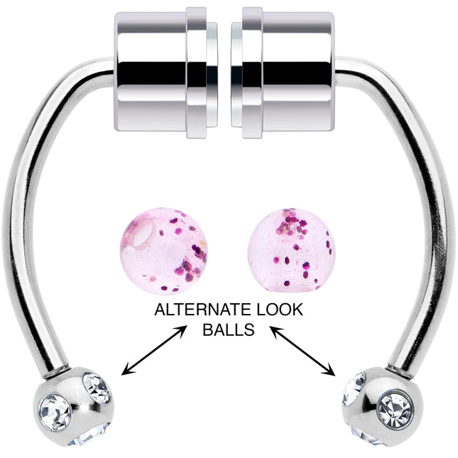 Pink Gem Magnetic Septum Ring Horseshoe Non-Pierced Fake Nose Ring