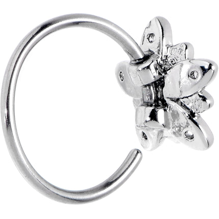20G 5/16 Pink Clear CZ Gem Snowflake Flower Nose Hoop