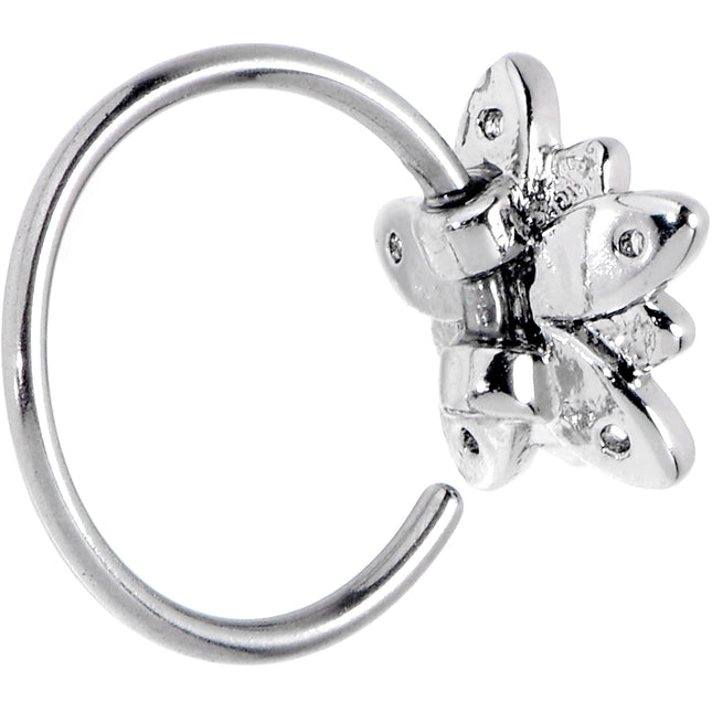 20G 5/16 Pink Clear CZ Gem Snowflake Flower Nose Hoop