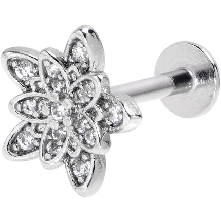 16G 5/16 Clear CZ Gem Snowflake Flower Labret Monroe Tragus