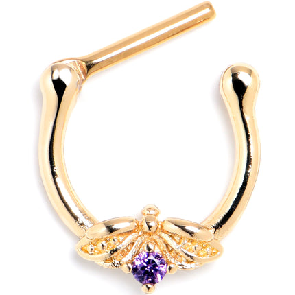 16G 5/16 Purple Gem Gold Tone Beauty Bug Cartilage Clicker