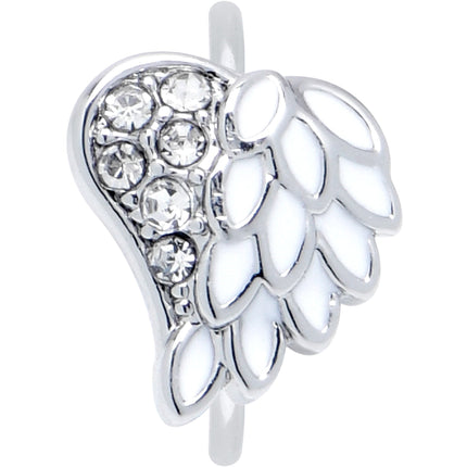 20G 5/16 White Heavenly Heart Angel Wing Nose Hoop