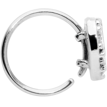 20G 5/16 Clear CZ Gem Lattice Heart Nose Hoop