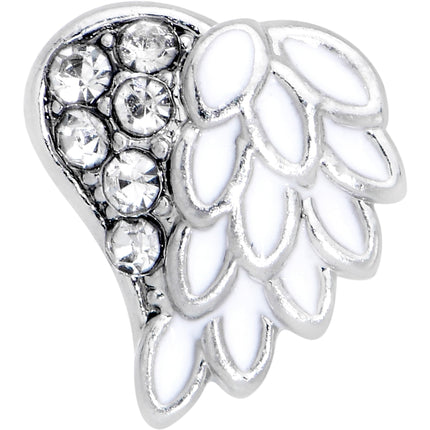 20G 7mm White Heavenly Heart Angel Wing L Shape Nose Ring