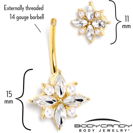Clear Gem Gold Tone Star Power Double Mount Belly Ring