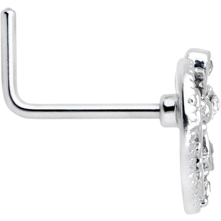20G 7mm Clear Gem Lunar Dragonfly L Shape Nose Ring