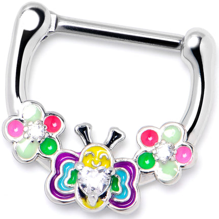 16G 5/16 Clear CZ Gem Butterfly Love Bug Flower Cartilage Clicker