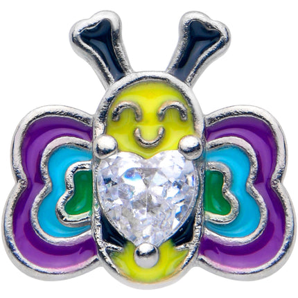 16G 5/16 Clear CZ Gem Butterfly Love Bug Labret Monroe Tragus