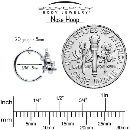 20G 5/16 Clear CZ Gem Butterfly Love Bug Nose Hoop