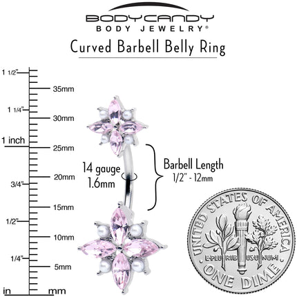 Pink Gem Star Power Double Mount Belly Ring
