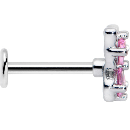 16G 5/16 Pink Gem Baroque Butterfly Internally Threaded Labret