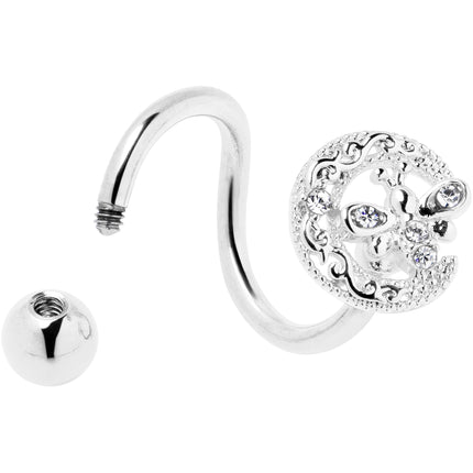 Clear Gem Lunar Dragonfly Spiral Twister Belly Ring
