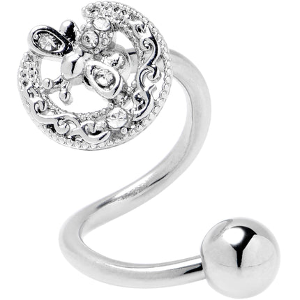 Clear Gem Lunar Dragonfly Spiral Twister Belly Ring