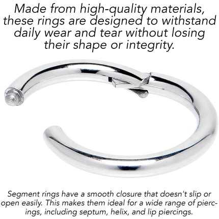 14G 7mm 316L Surgical Steel Precision Hinged Segment Hoop