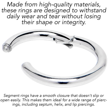 12G 5/16 316L Surgical Steel Precision Hinged Segment Hoop