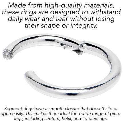 12G 5/8 316L Surgical Steel Precision Hinged Segment Hoop