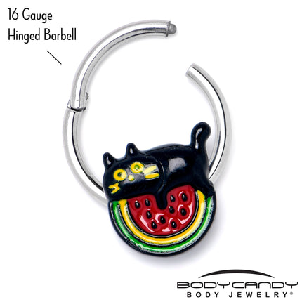 16G 3/8 Watermelon Cat Love Hinged Segment Ring