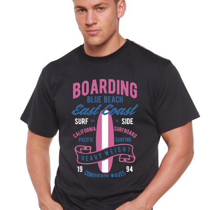 Boarding Blue Beach Men's Bamboo Viscose/Organic Cotton Short Sleeve Graphic T-Shirt