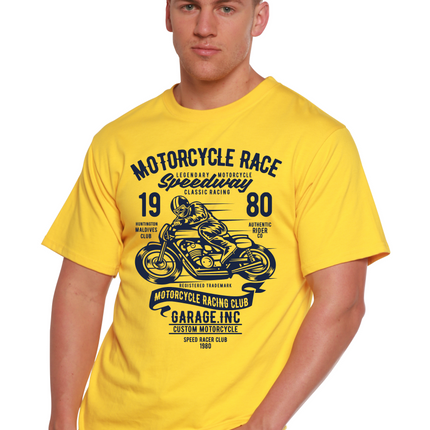 Motorcycles Race Men's Bamboo Viscose/Organic Cotton Short Sleeve Graphic T-Shirt