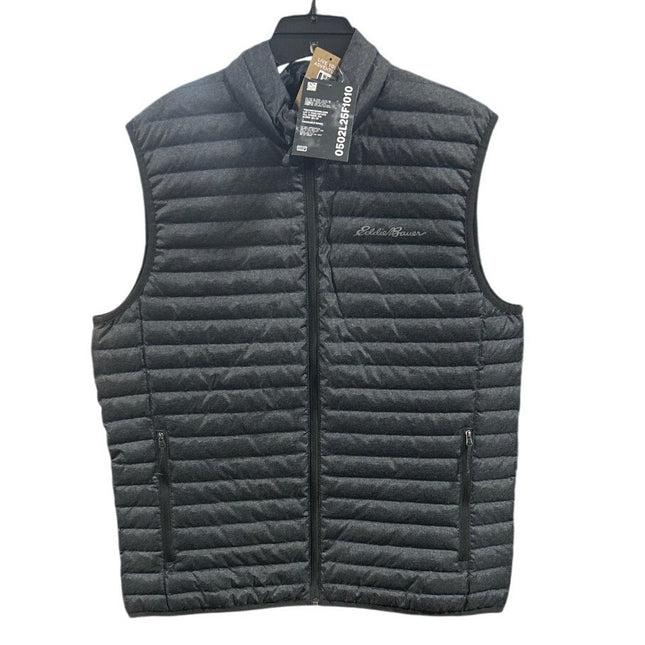 New Eddie Bauer Mens Medium Carbon Gray Microlight 650FP Down Zip Up Puffer Vest