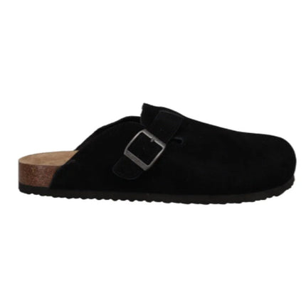 New In Box Khombu Mens Size 9 Black Faux Suede Damian Cork Slide On Mule Shoes