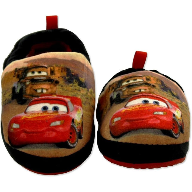 New Disney Cars Boys Size 5/6 Red Black Lightning McQueen Tow Mater Slippers