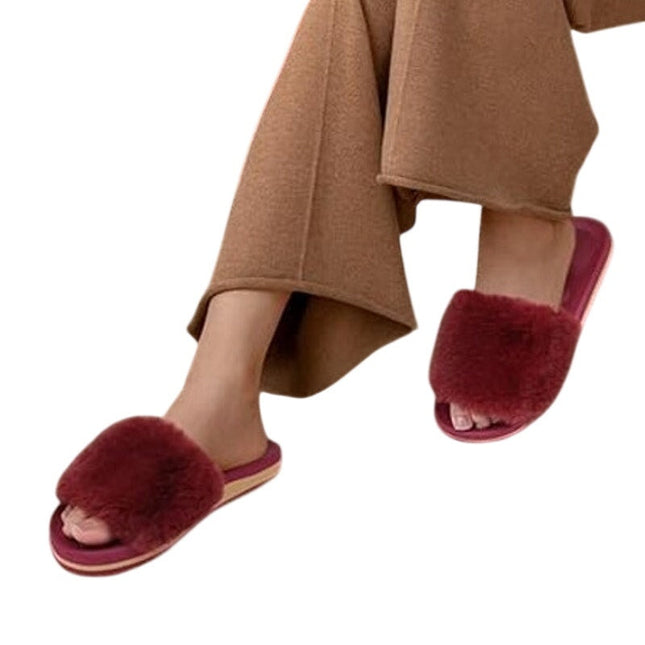 Coface Womens Size 8 Magenta Pink Slide On Fuzzy Flip Flop House Slippers