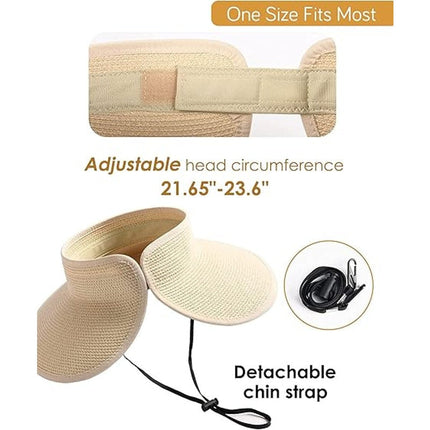 Furtalk Womens Adjustable Hook Loop Fastener Wide Brim Beach Visor Sun Hat