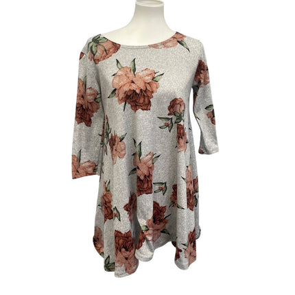 Vibe Sportswear Womens Medium PolySpandex Floral Long Sleeve Crew Neck Top