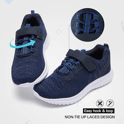 Runside Little Boys Size 12 Navy Sneakers Lace Up Hook Loop Fastener Shoes