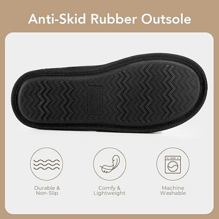NWT New VeraCosy Mens 11-12 Black Slippers Round Closed Toe Slip On House Shoes