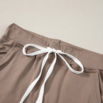 Gray Drawstring Waist Pocketed Joggers