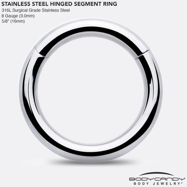 8G 5/8 316L Surgical Steel Precision Hinged Segment Hoop