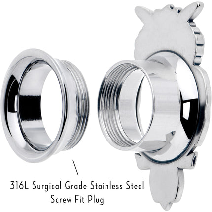 Red CZ Gem Wise Owl Screw Fit Tunnel Plug Set Available Sizes 6mm to 16mm