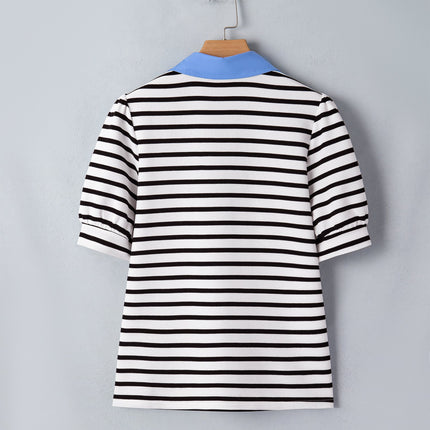 Lina Block Polo Collar Blouse
