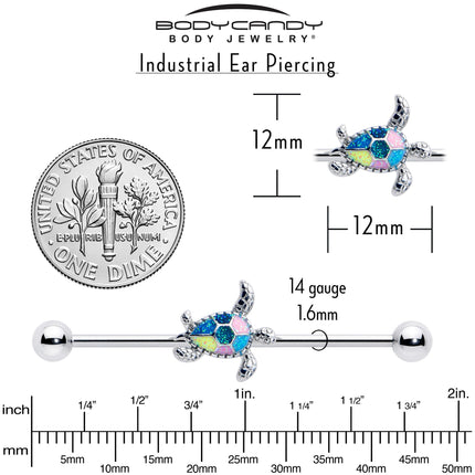 14G Glitter Turtle Industrial Barbell 38mm