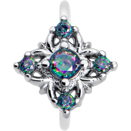 20G 5/16 Vitrail CZ Gem Beauty Cross Nose Hoop