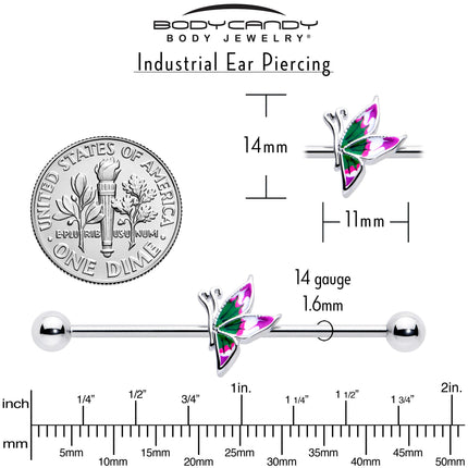 14G Profile Butterfly Industrial Barbell 38mm