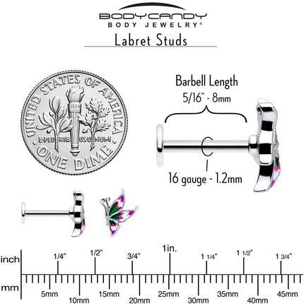 16G 5/16 Profile Butterfly Labret Monroe Tragus