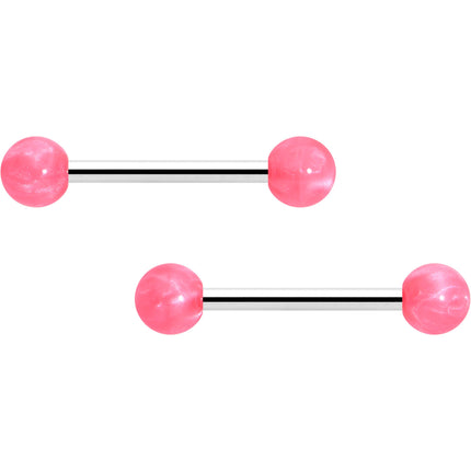 14G 9/16 Color Acrylic Ball Ends Barbell Nipple Ring Set