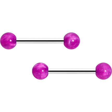 14G 9/16 Color Acrylic Ball Ends Barbell Nipple Ring Set