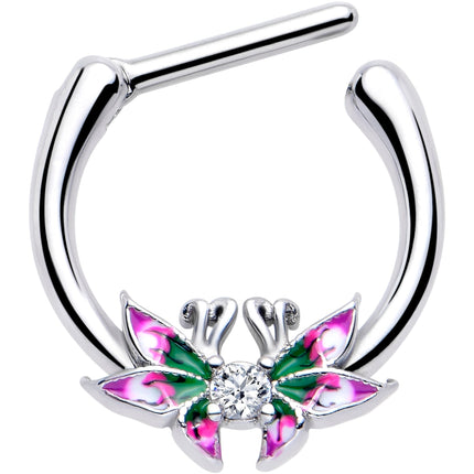 16G 5/16 Clear CZ Gem Profile Butterflies Cartilage Clicker