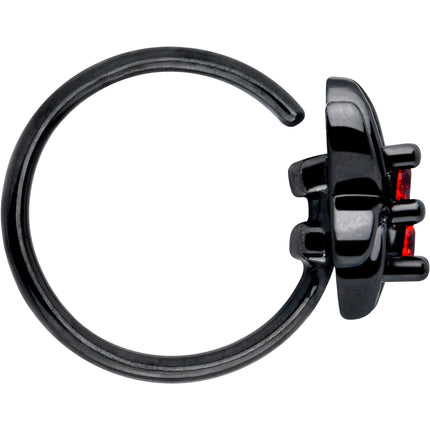 20G 5/16 Red CZ Gem Black Sleek Spider Nose Hoop
