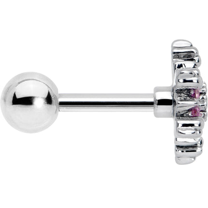 16G 1/4 Pink CZ Gem Glam Snowflake Cartilage Tragus Earring